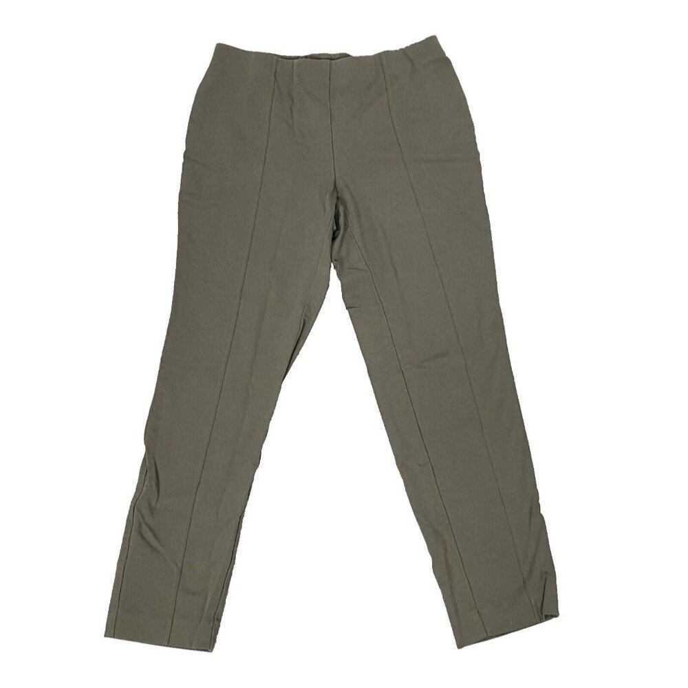 J JILL Women Elastic Waist Point Trousers Slim Leg Pants Sz M Green  Office 55-1